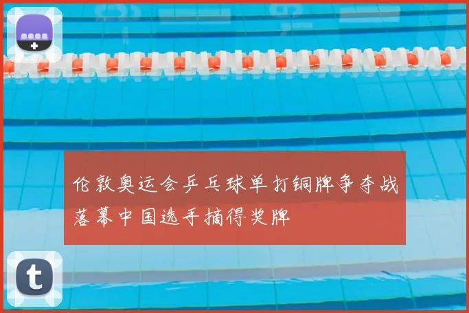 伦敦奥运会乒乓球单打铜牌争夺战落幕中国选手摘得奖牌
