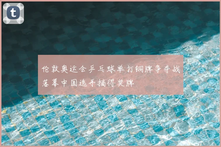 伦敦奥运会乒乓球单打铜牌争夺战落幕中国选手摘得奖牌